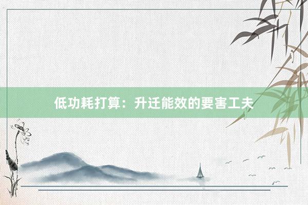 低功耗打算：升迁能效的要害工夫